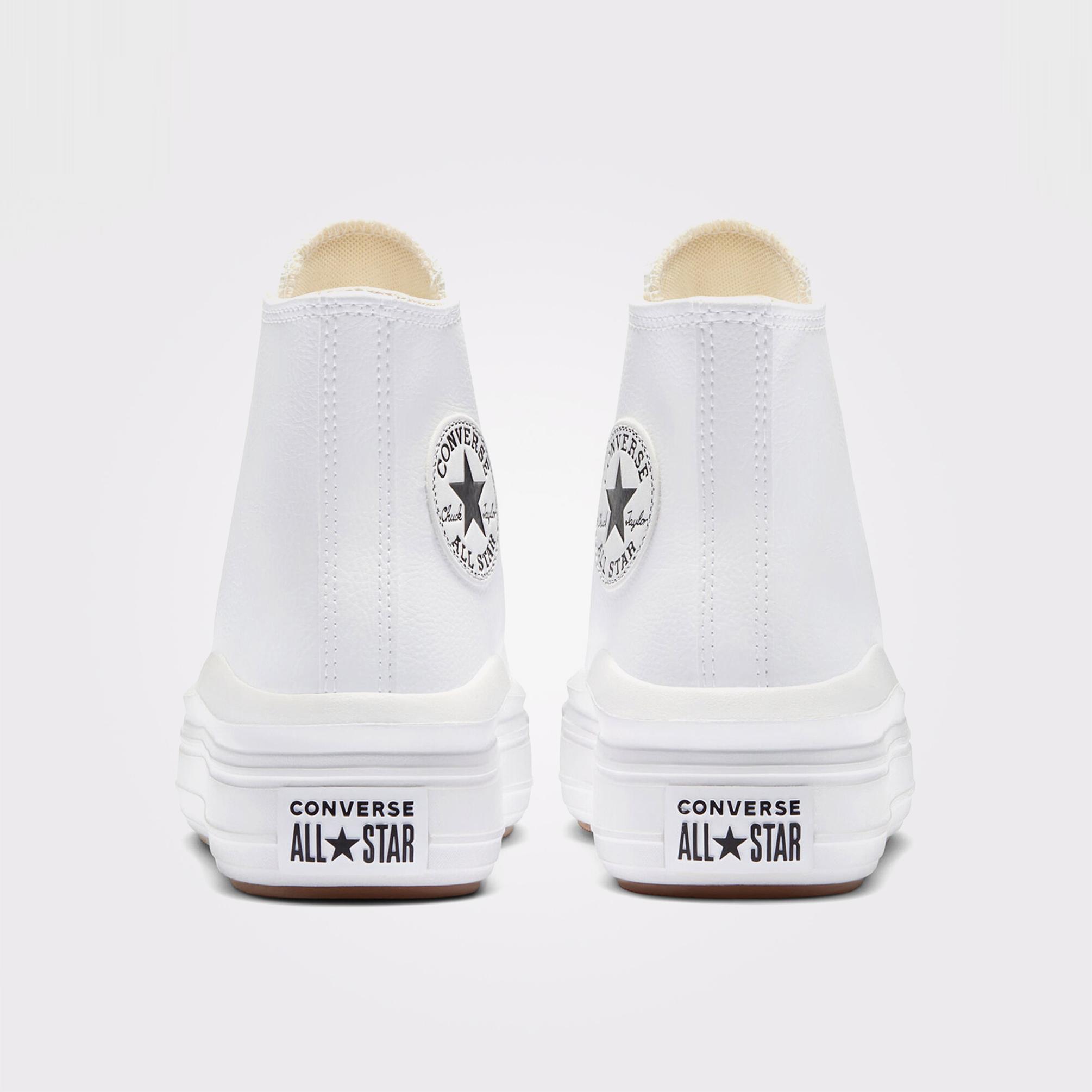  Converse Chuck Taylor All Star Move Platform Foundational Leather Kadın Beyaz Sneaker