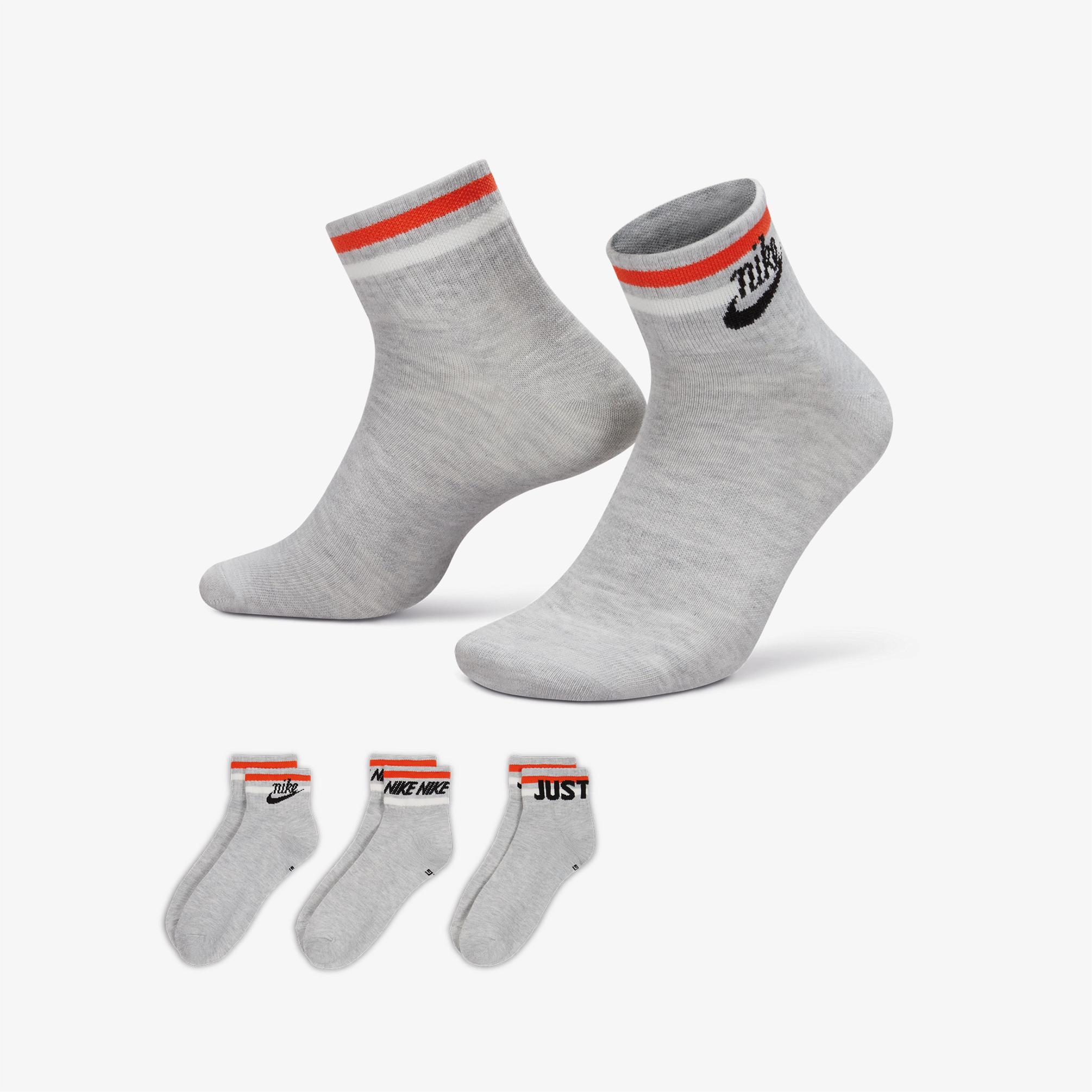  Nike Everyday Essential 3'lü Unisex Gri Çorap