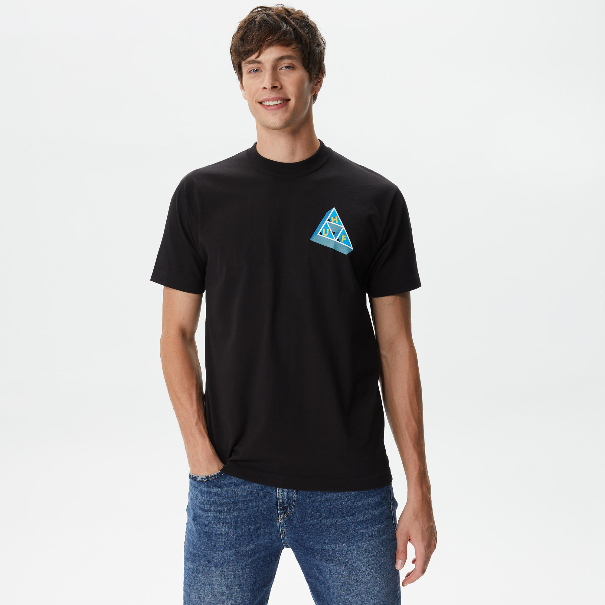 Huf Based Triple Triangle Erkek Siyah T-Shirt