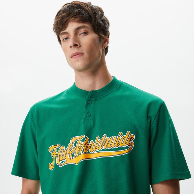  Huf Harlan Baseball Henley Erkek Yeşil T-Shirt