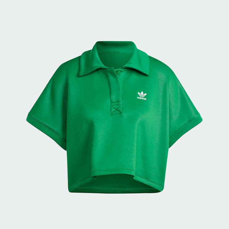 adidas Adicolor Classics Oversized Crop Polo Kadın Yeşil T-Shirt