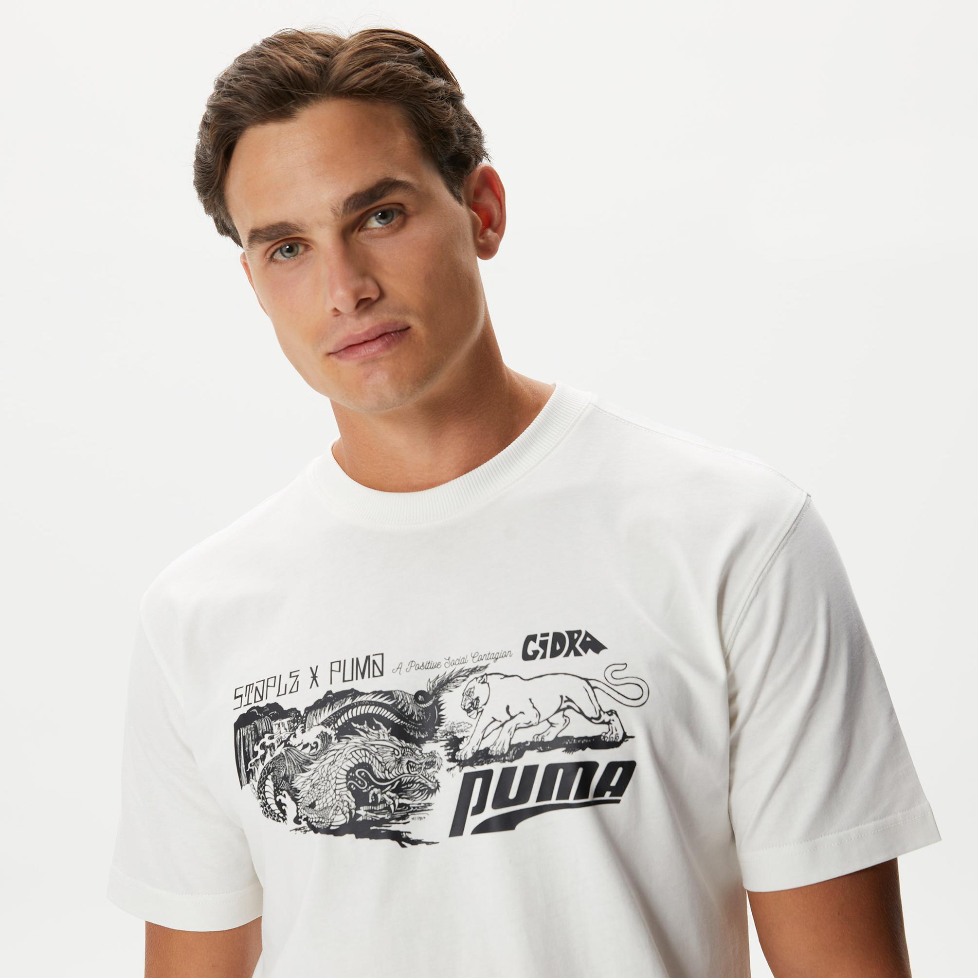  Puma X Staple Graphick Erkek Beyaz T-Shirt