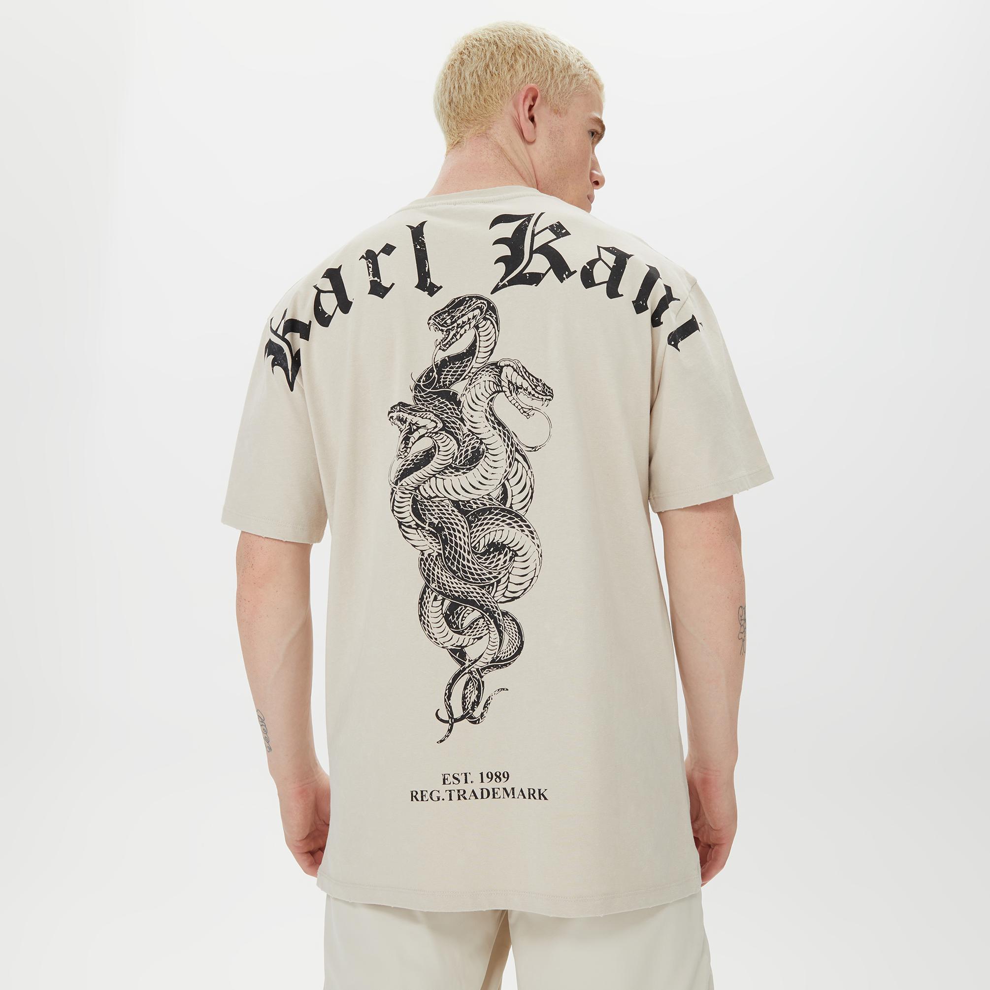  Karl Kani Woven Signature Washed Print Erkek Krem T-Shirt