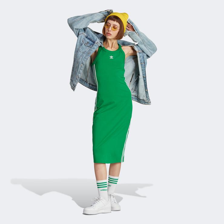 adidas Adicolor Classics 3-Stripes Long Tank Kadın Yeşil Elbise