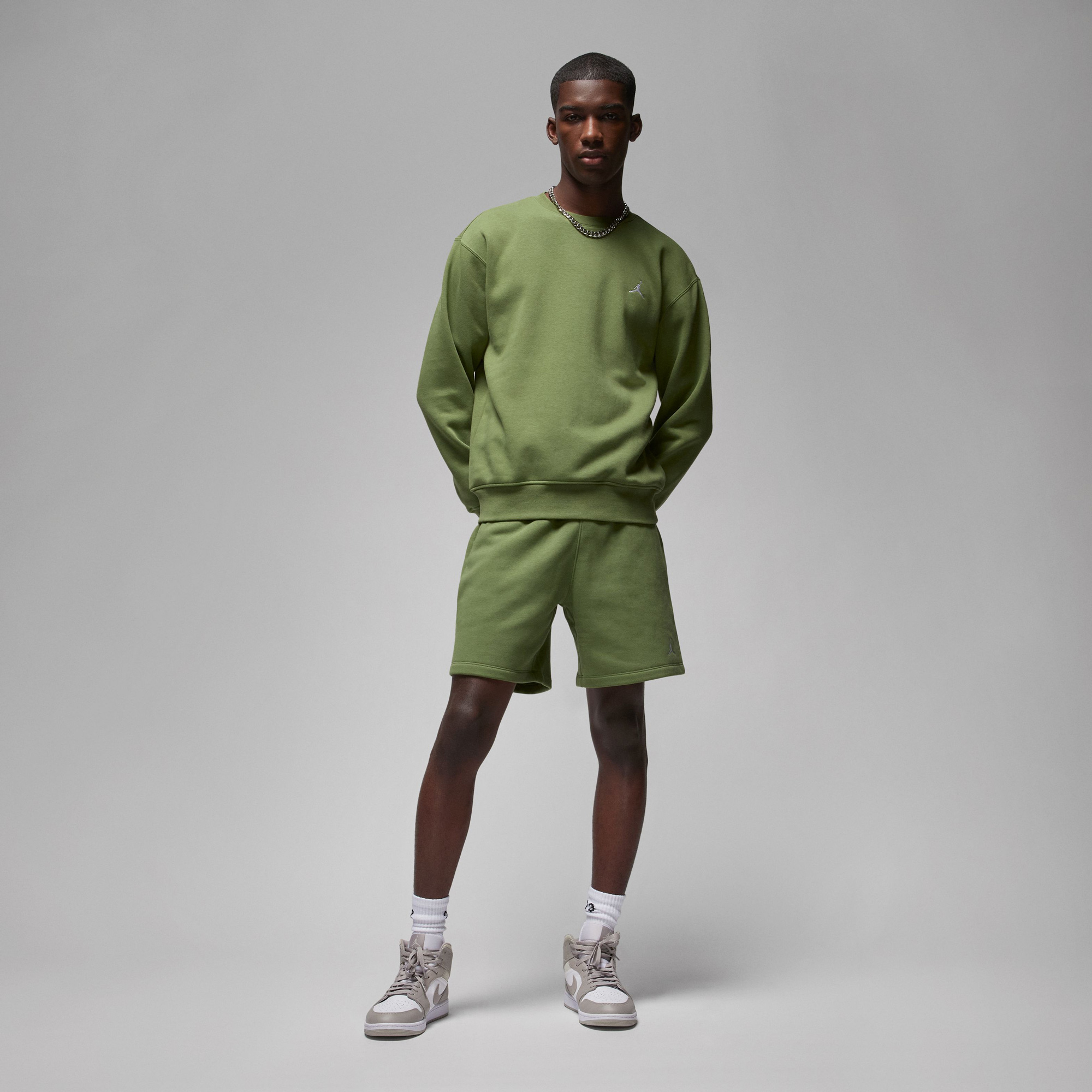 Jordan Essentials Flc Crew Erkek Yeşil Sweatshirt