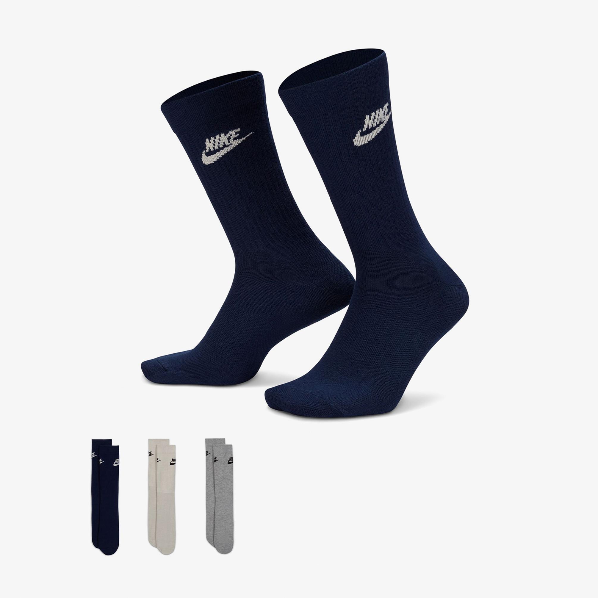  Nike Sportswear Everyday Essential Crew Unisex Lacivert/Beyaz/Gri 3'lü Çorap