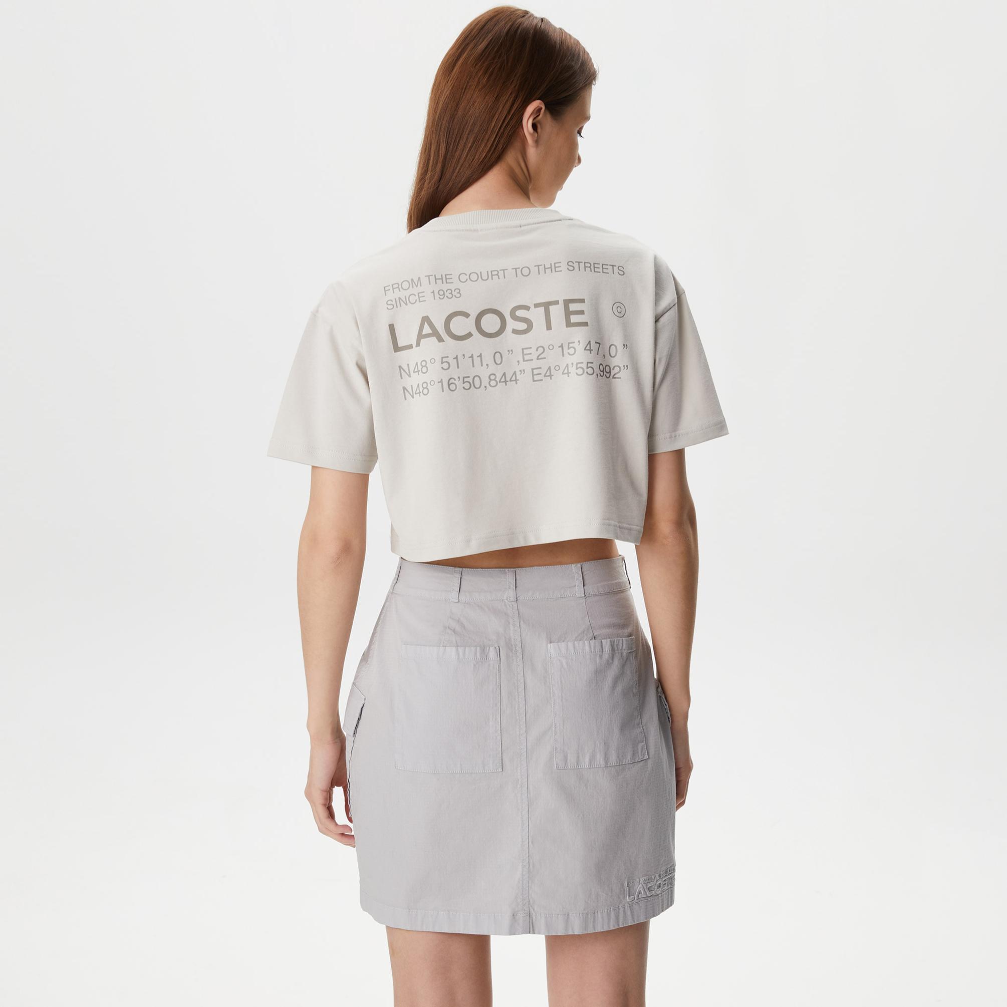  Lacoste House of SuperStep X Lacoste Kadın Gri T-Shirt