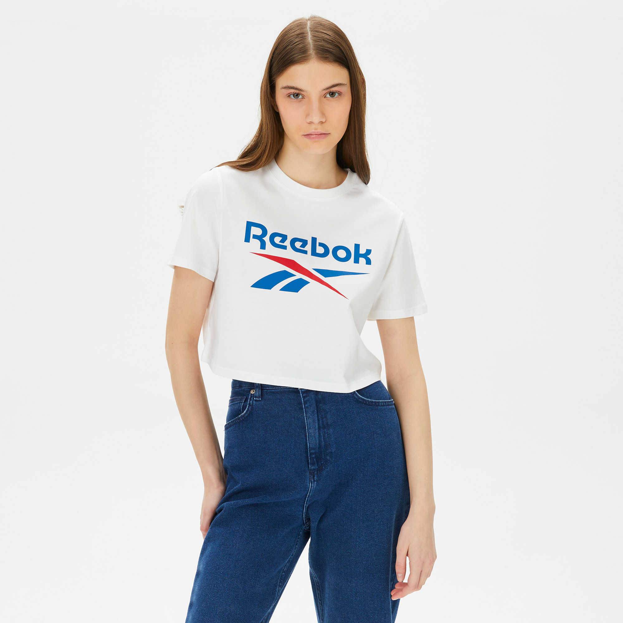 Reebok Id Kadın Beyaz Crop T-Shirt