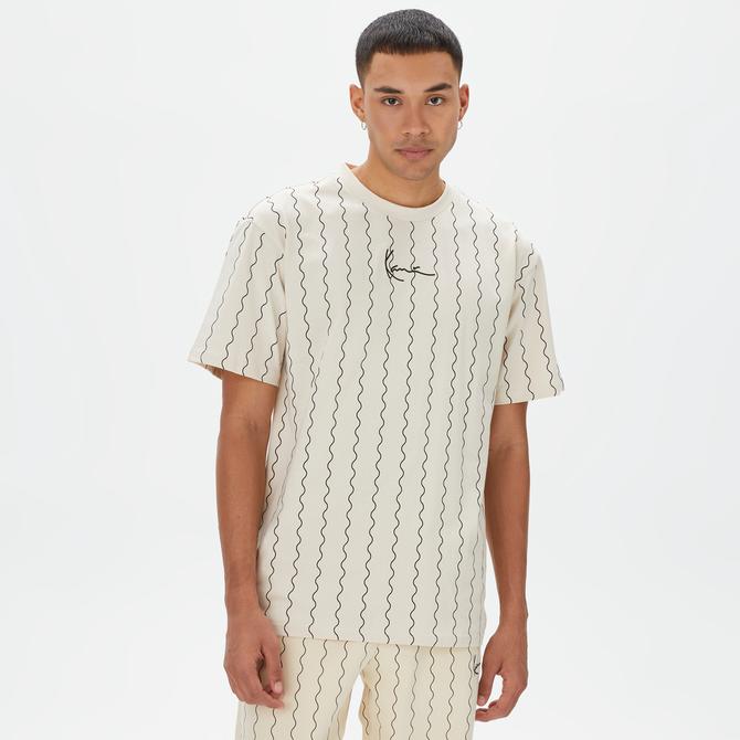  Karl Kani Small Signature Ziczac Pinstripe  Erkek Beyaz/Siyah T-Shirt