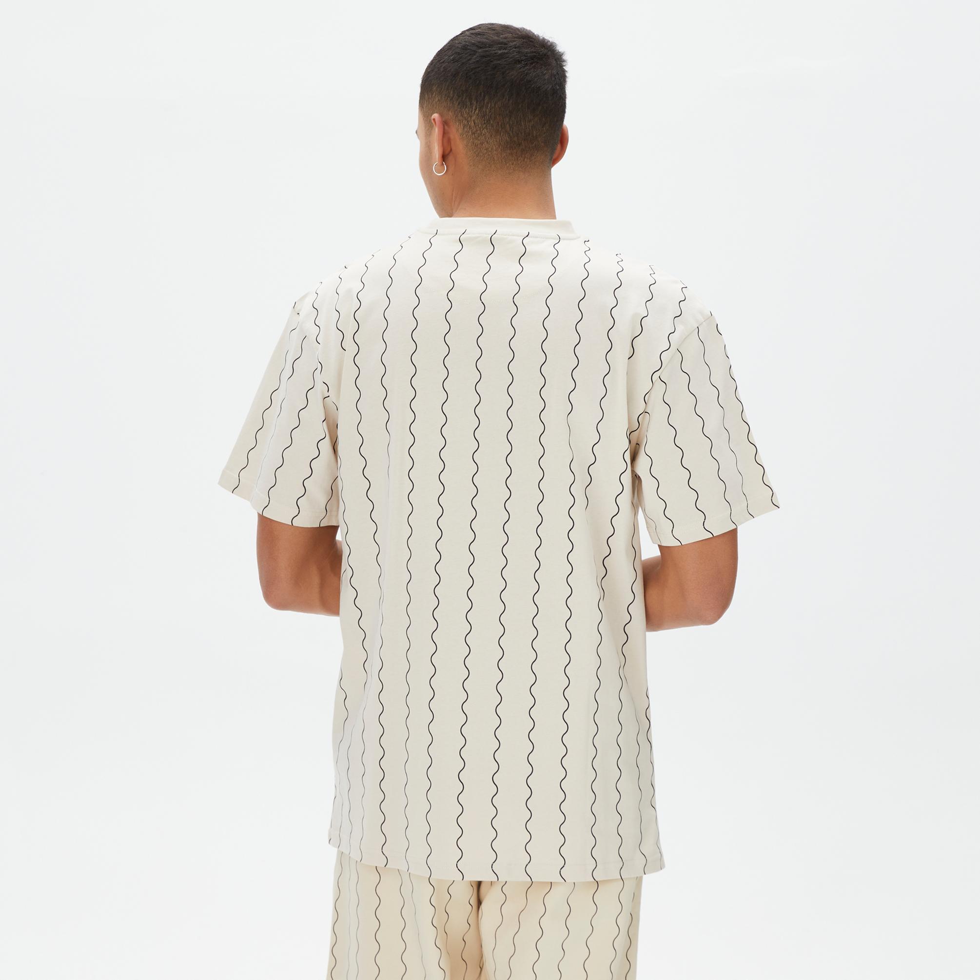  Karl Kani Small Signature Ziczac Pinstripe  Erkek Beyaz/Siyah T-Shirt