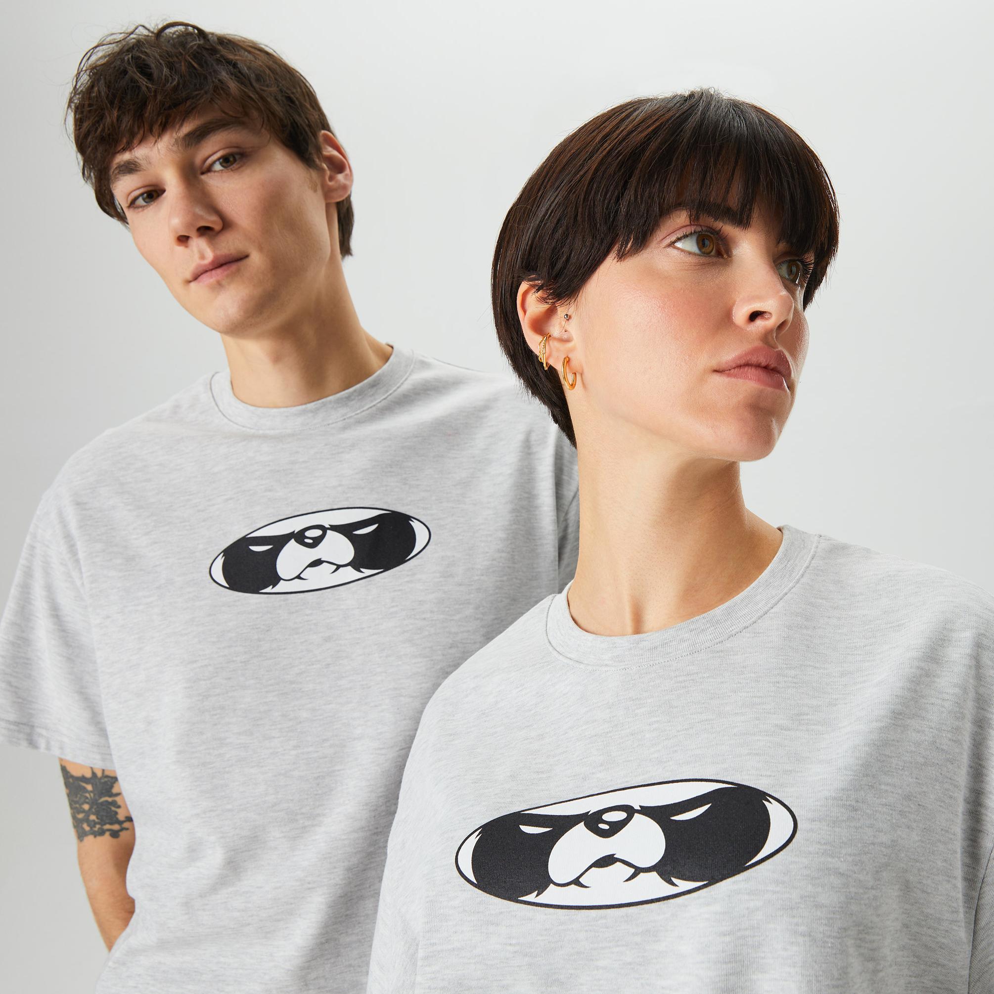  Leo Panda Unisex Gri T-Shirt