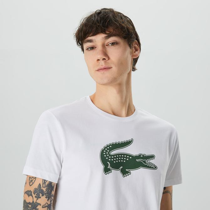  Lacoste Large Croc Print Erkek Beyaz T-Shirt