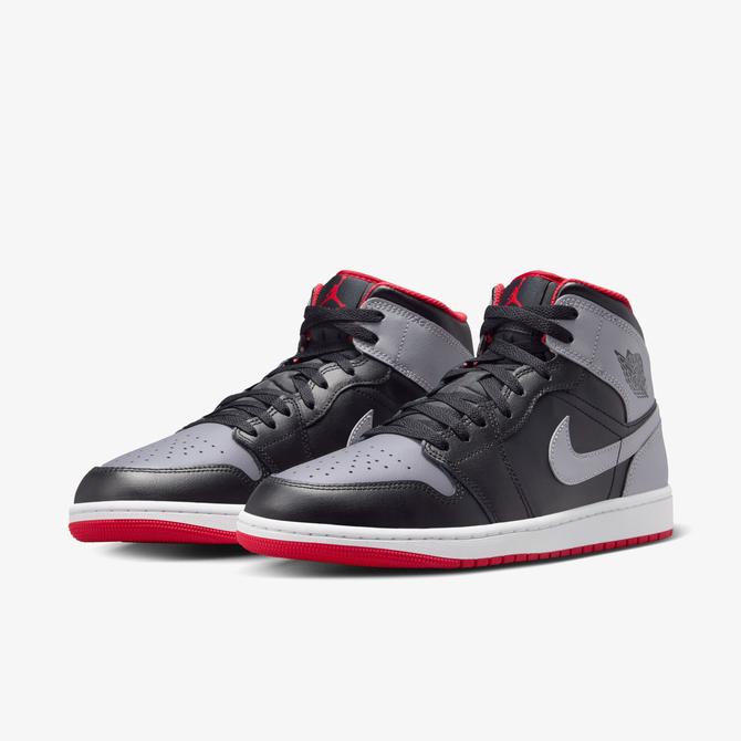  Jordan Air 1 Mid Erkek Siyah/Gri/Kırmızı Spor Ayakkabı