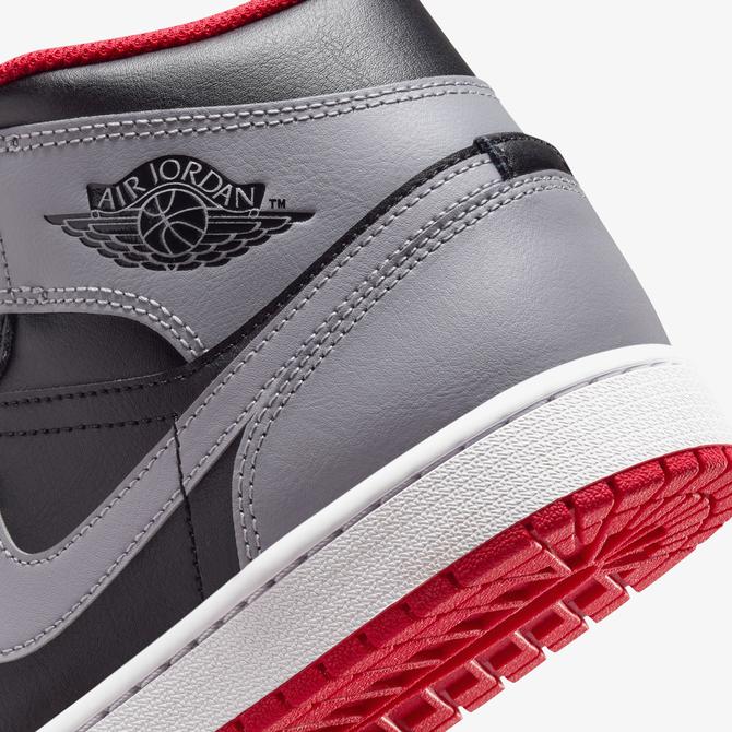  Jordan Air 1 Mid Erkek Siyah/Gri/Kırmızı Spor Ayakkabı