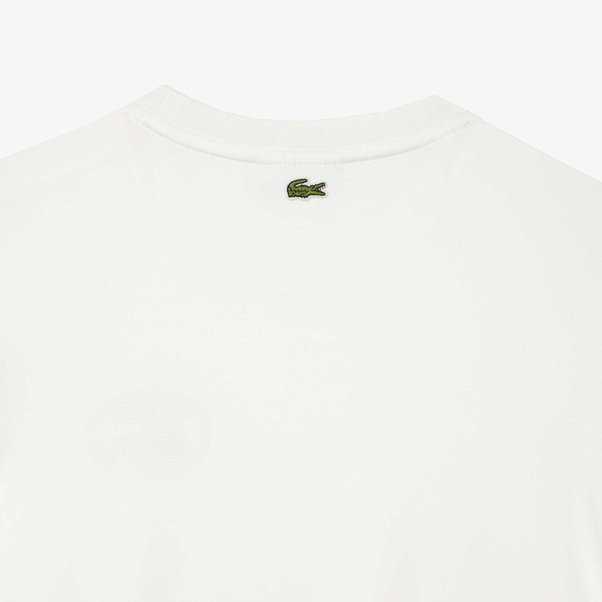  Lacoste Regular Fit Signature Print Kadın Beyaz T-Shirt