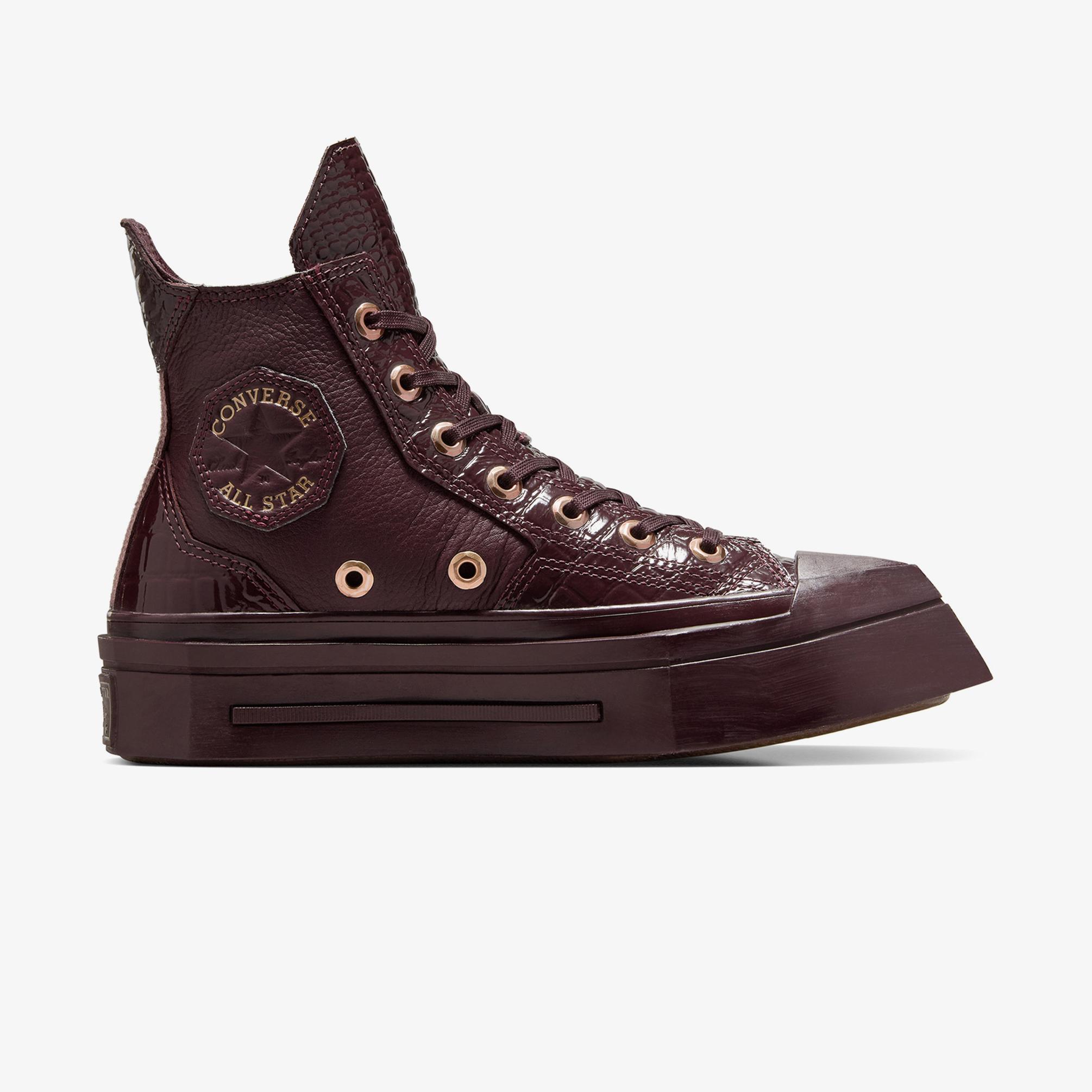  Converse Chuck 70 De Luxe Squared Unisex Bordo Deri Platform Sneaker