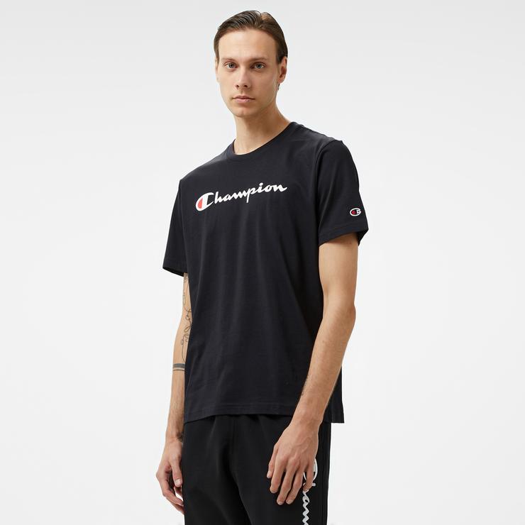 Champion Big Logo Cotton Jersey Erkek Siyah T-Shirt