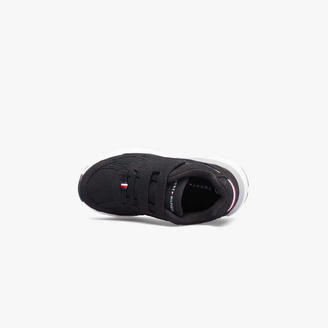  Tommy Hilfiger Flag Low Cut Lace Up Velcro Çocuk Siyah Sneaker