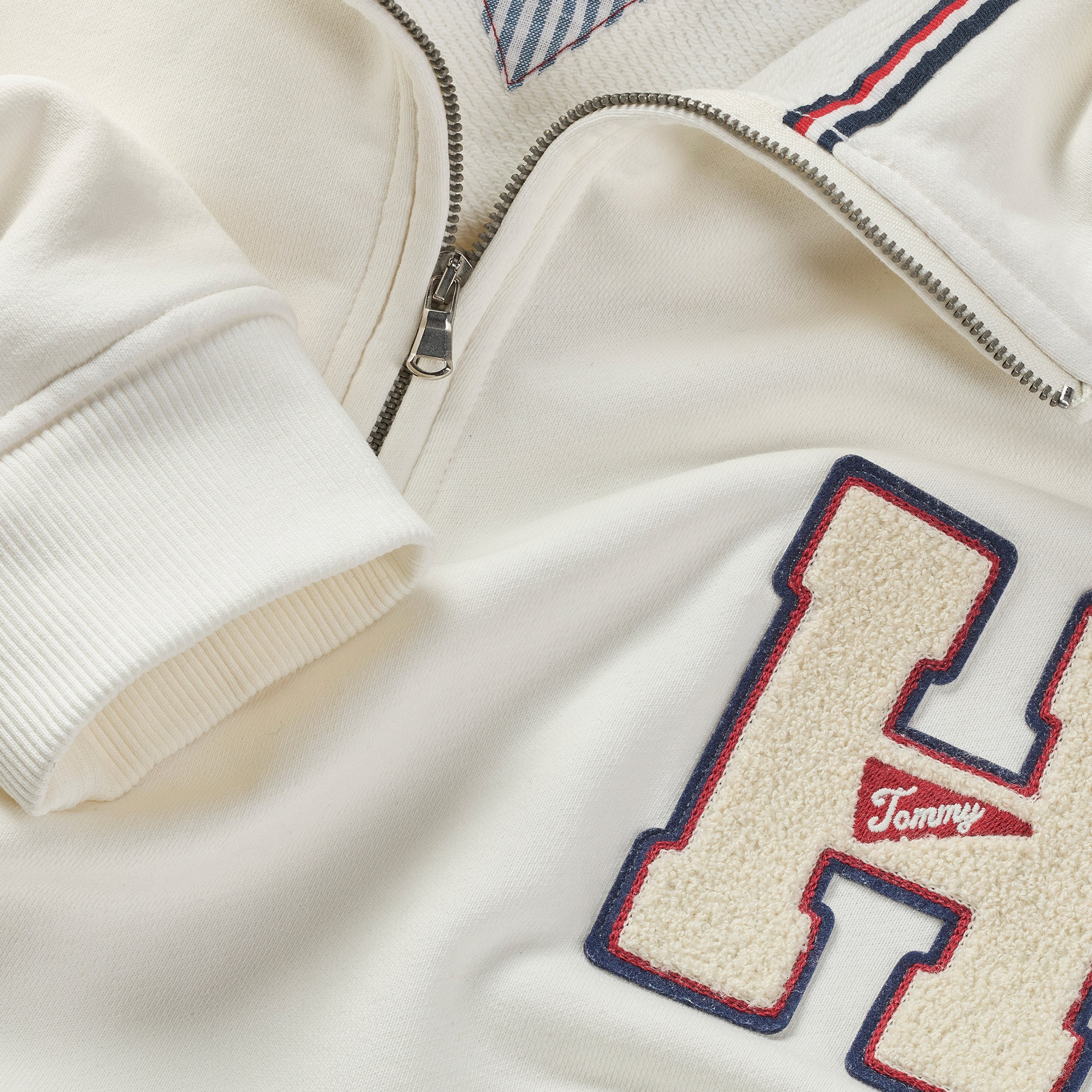  Tommy Hilfiger Tjm 1/4 Zip Towel Patch Polo Erkek Beyaz Sweatshirt