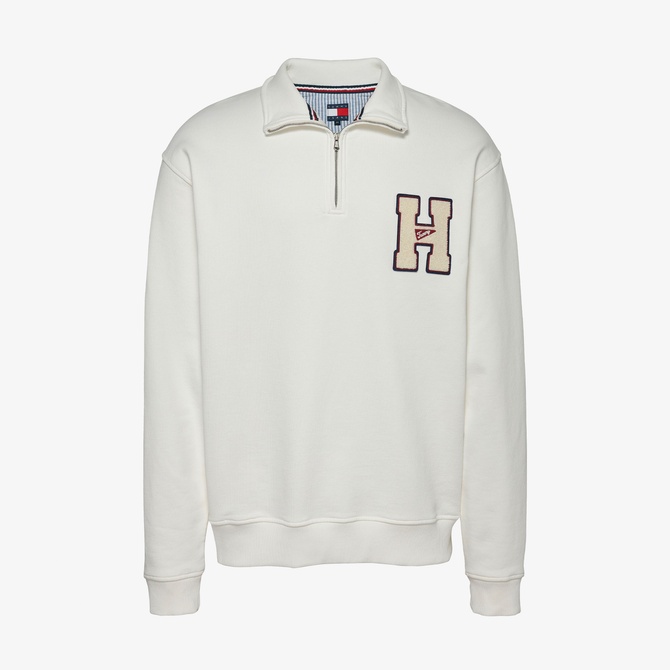  Tommy Hilfiger Tjm 1/4 Zip Towel Patch Polo Erkek Beyaz Sweatshirt