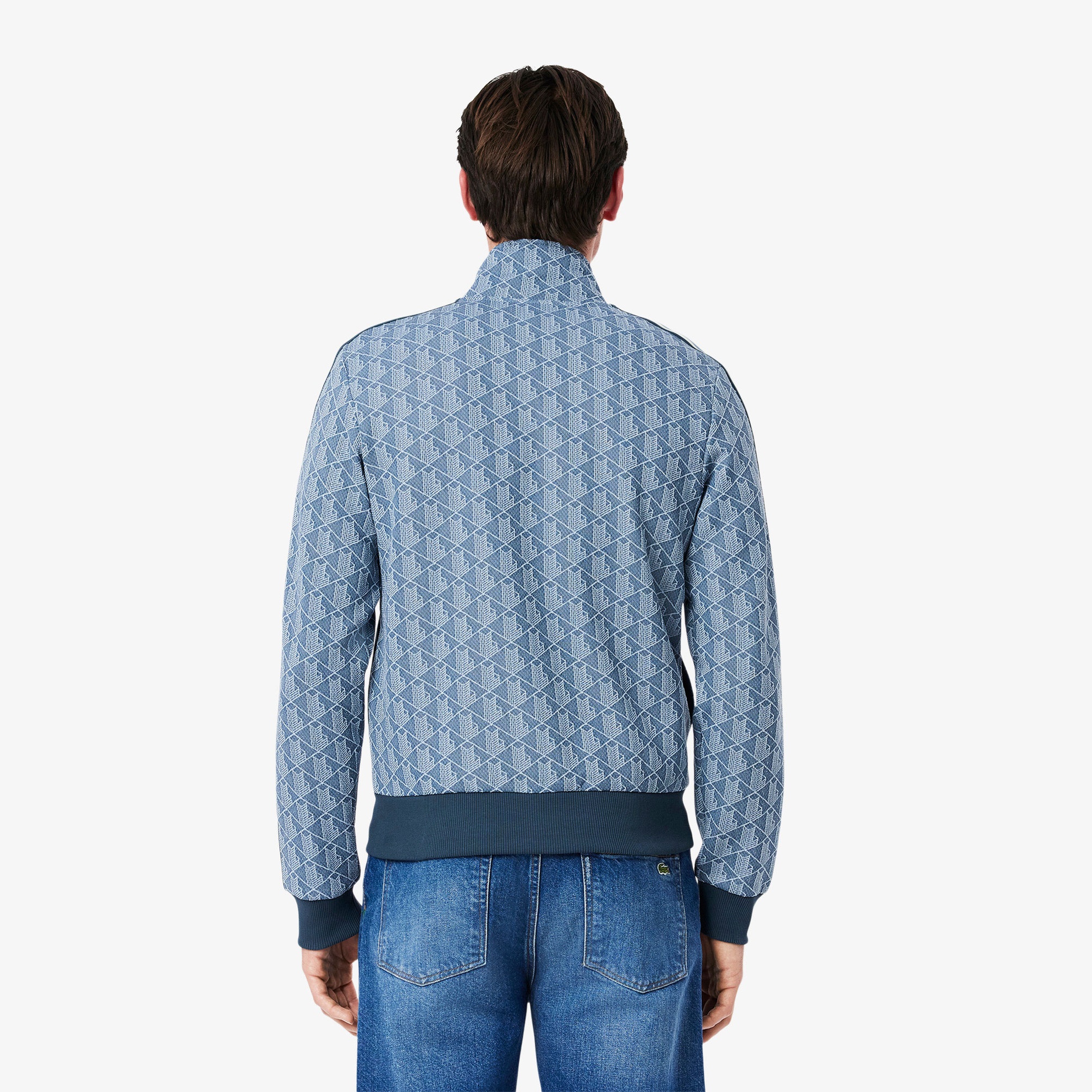  Lacoste Regular Fit Monogram Erkek Mavi Sweatshirt