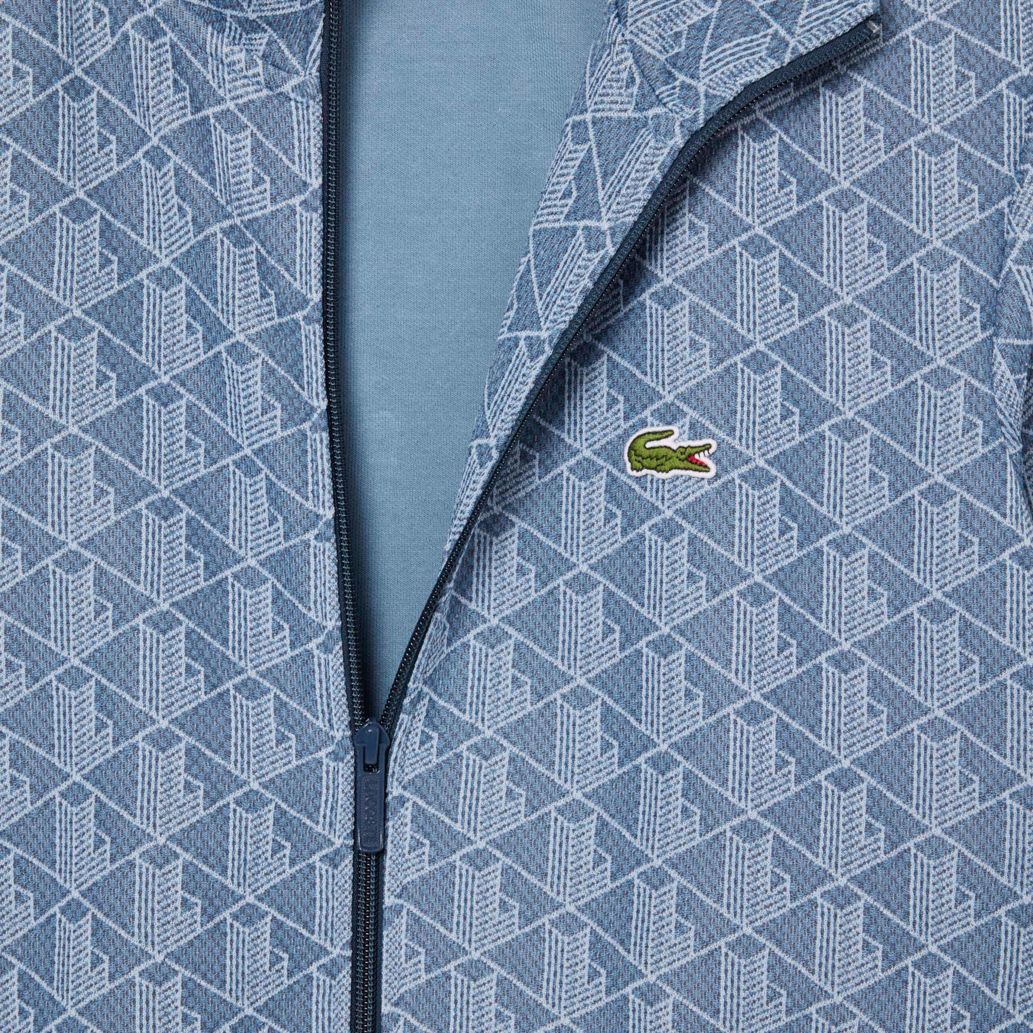  Lacoste Regular Fit Monogram Erkek Mavi Sweatshirt
