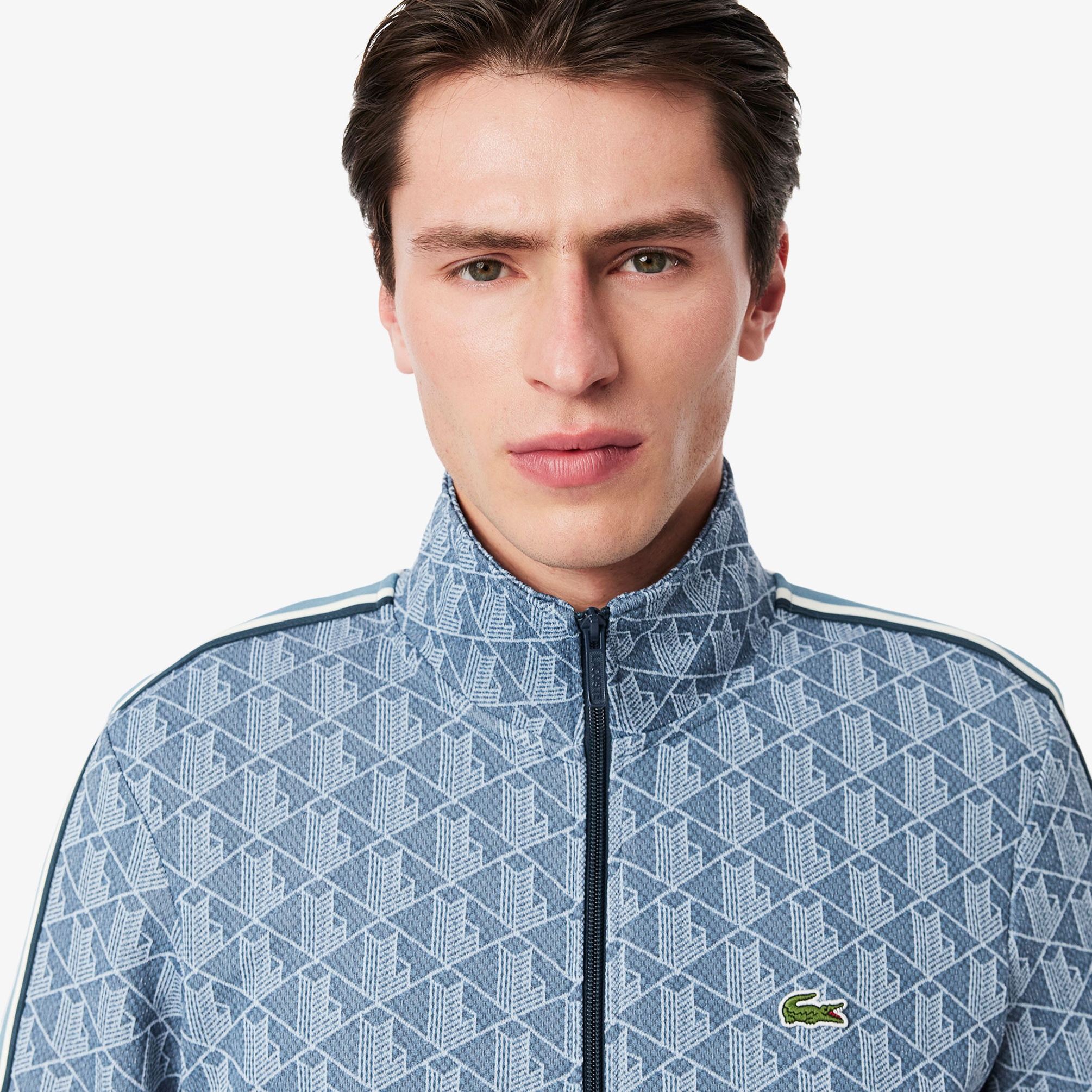 Lacoste Regular Fit Monogram Erkek Mavi Sweatshirt