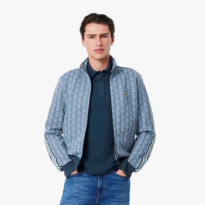  Lacoste Regular Fit Monogram Erkek Mavi Sweatshirt