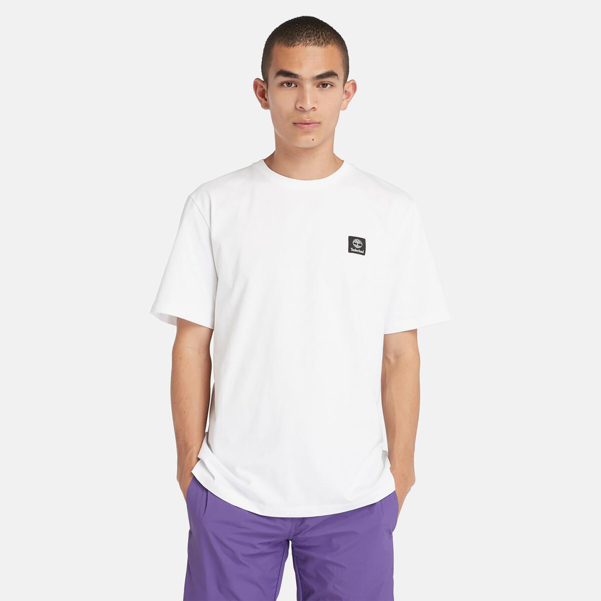  Timberland Sleeve Woven Badge Erkek Beyaz T-Shirt