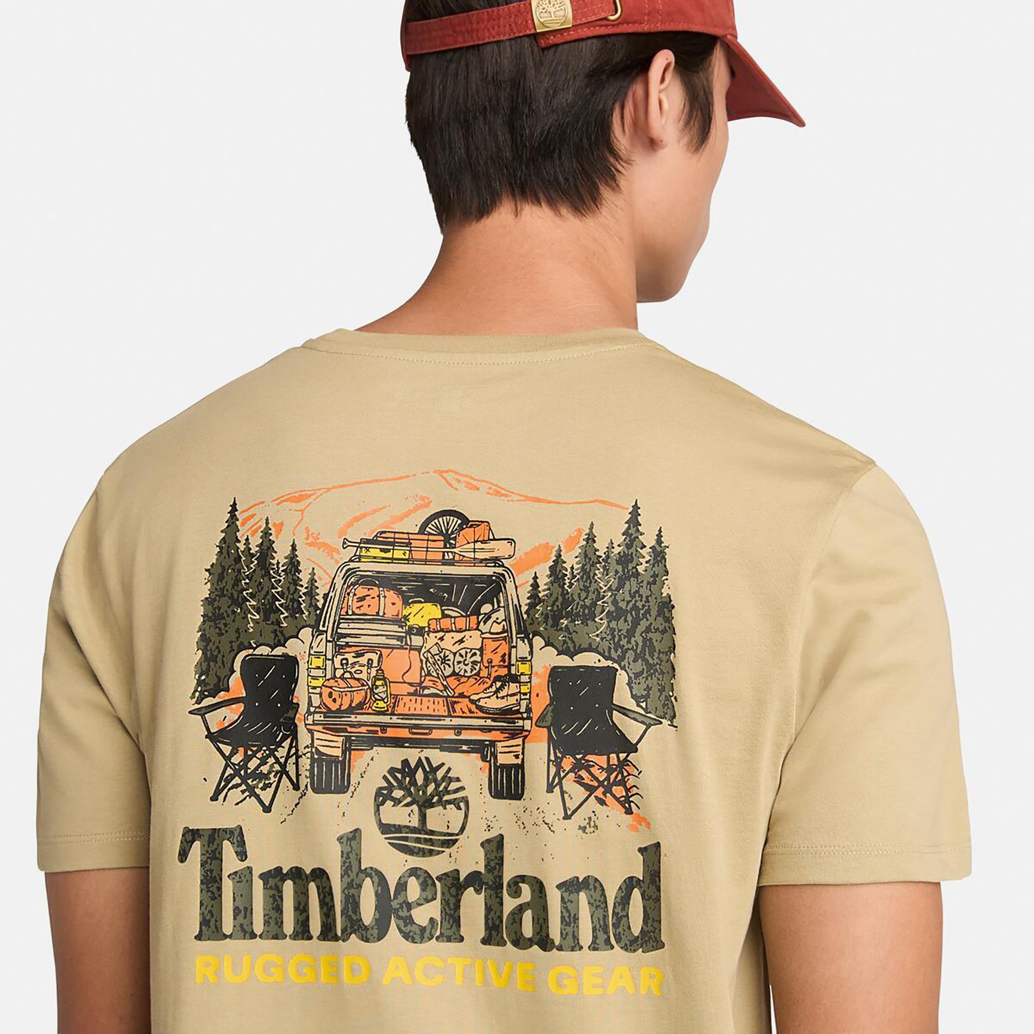  Timberland Washed Back On The Road Graphic Erkek Krem T-Shirt