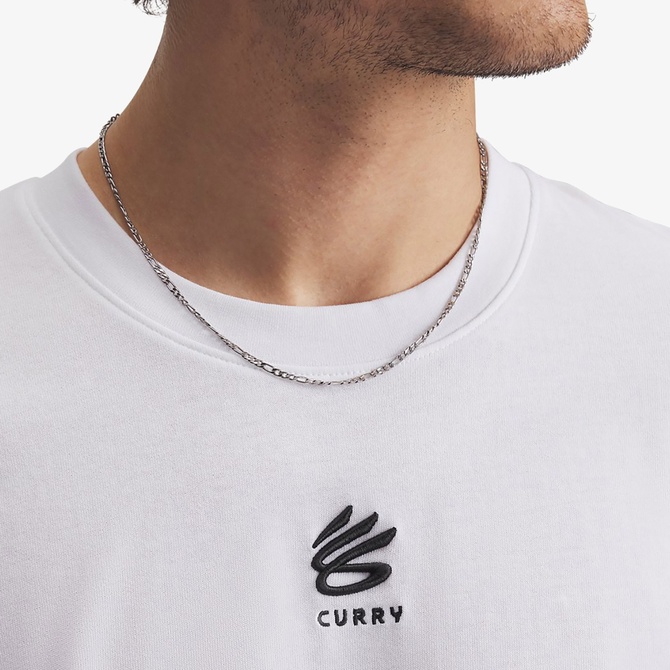  Under Armour Curry Heavyweight Logo Erkek Beyaz T-Shirt