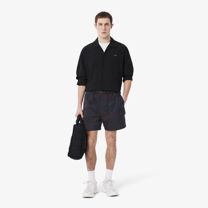  Lacoste Ombre Print Naylon Erkek Bordo Şort